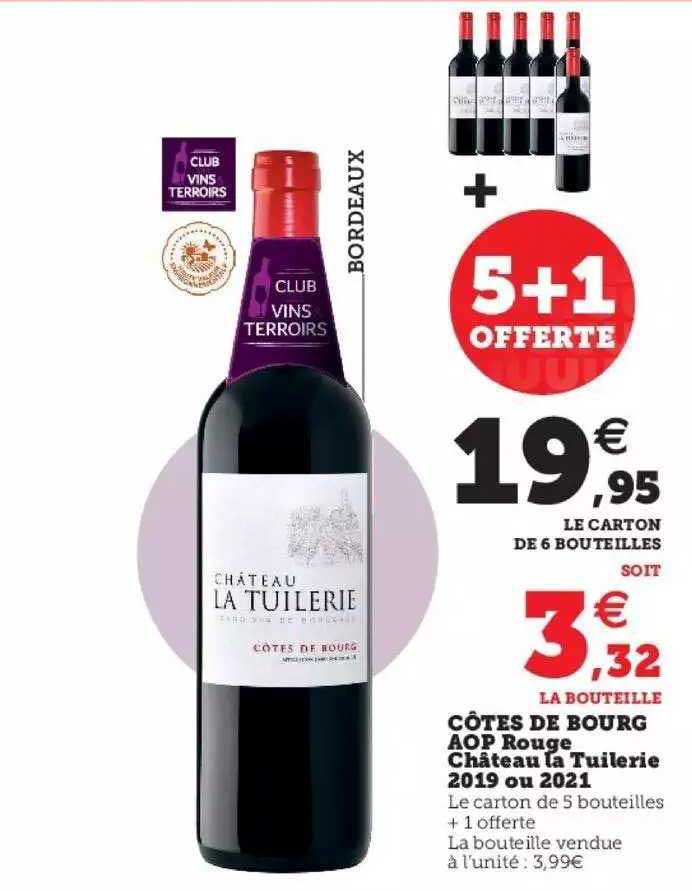 côtes de bourg aop rouge château la tuilerie 2019 ou 2021