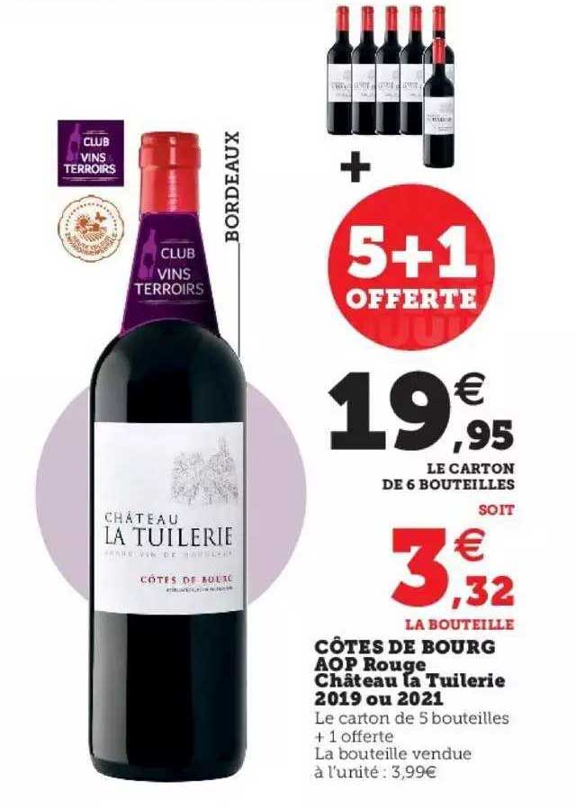 côtes de bourg aop rouge château la tuilerie 2019 ou 2021