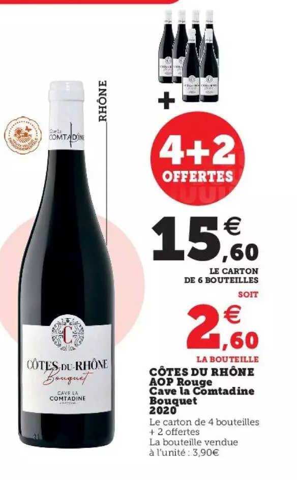 côtes du rhône aop rouge cave la comtadine bouquet 2020