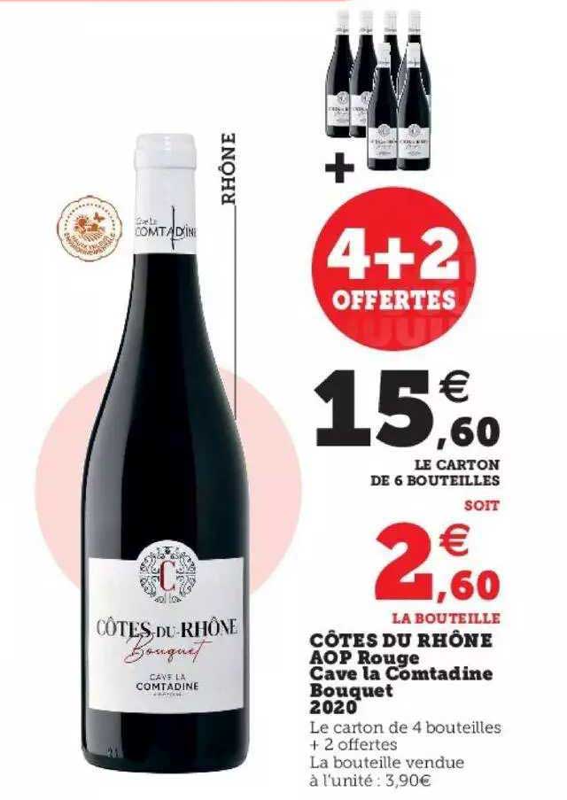 côtes du rhône aop rouge cave la comtadine bouquet 2020