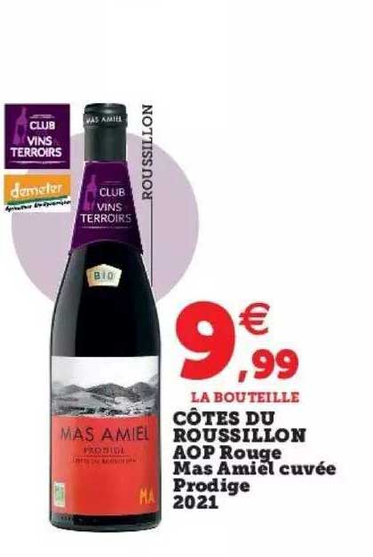 côtes du roussillon aop rouge mas amiel cuvée prodige 2021
