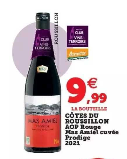 côtes du roussillon aop rouge mas amiel cuvée prodige 2021