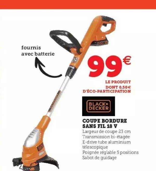 Coupe Bordure Sans Fil 18v Black + Decker