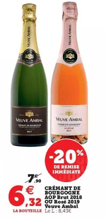 crémant de bourgogne aop brut 2018 ou rosé 2019 veuve ambal