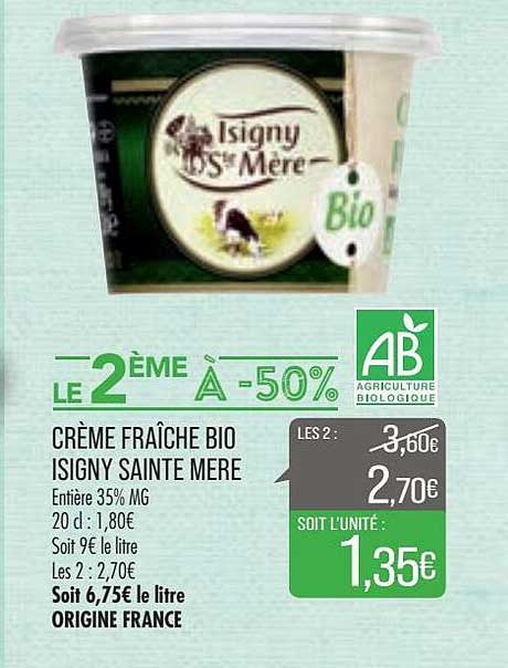 crème fraîche bio isigny sainte mère