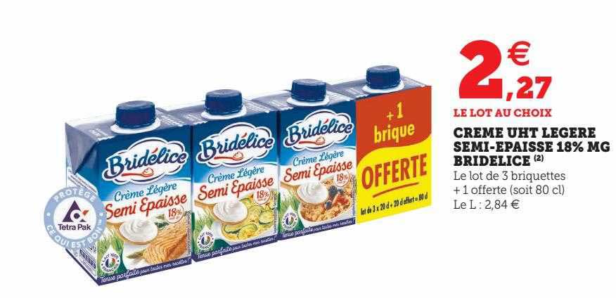 crème uht légère semi-épaisse 18% mg bridélice