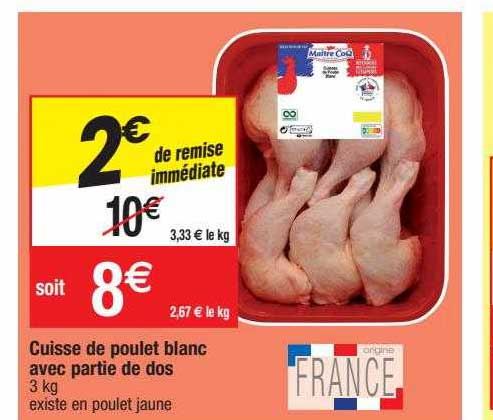 cuisse de poulet blanc avec partie de dos