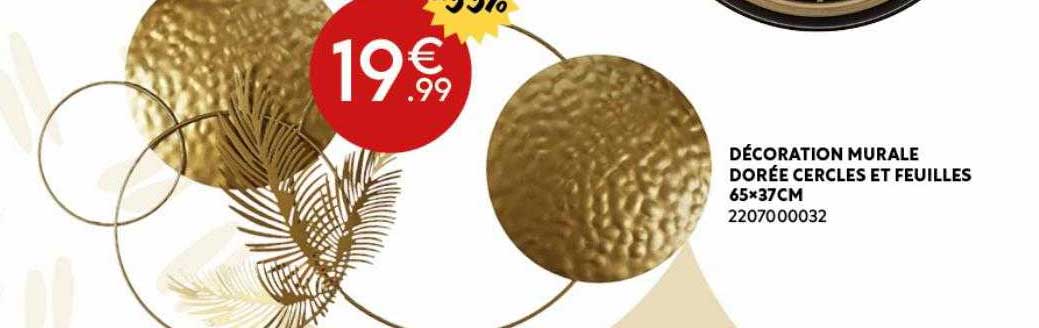 décoration murale dorée cercle et feuilles