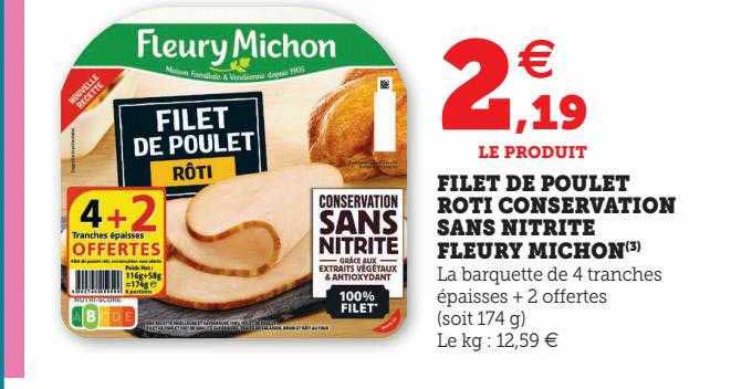 filet de poulet rôti conservation sans nitrite fleury michon