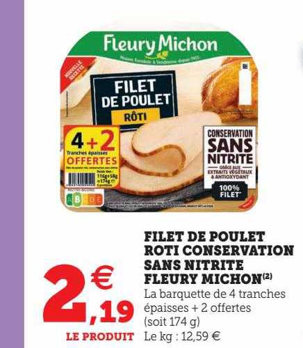Filet De Poulet Rôti Conservation Sans Nitrite Fleury Michon