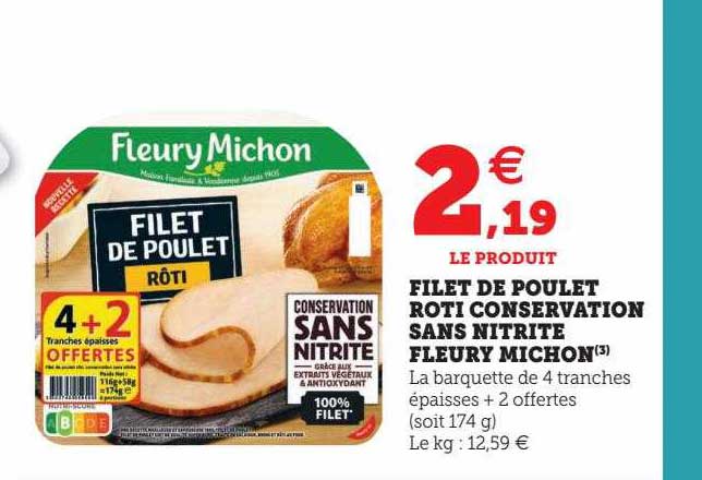 filet de poulet rôti conservation sans nitrite fleury michon