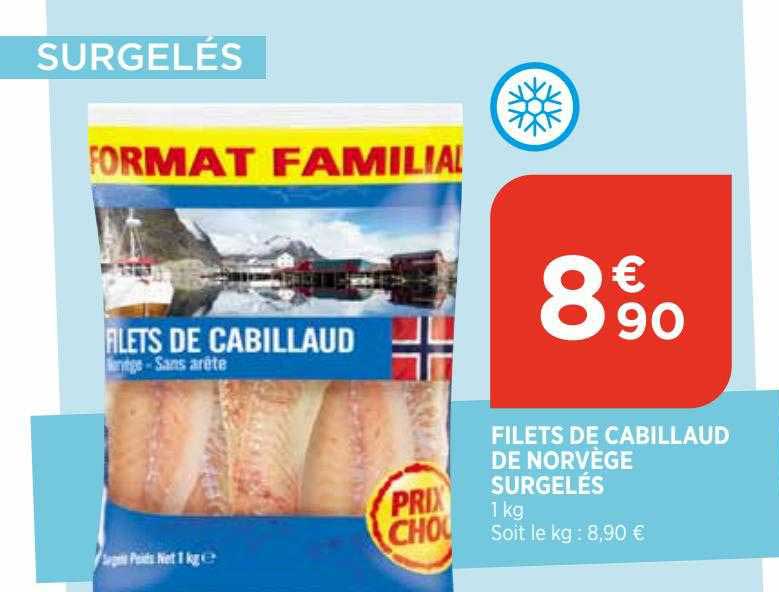Filets De Cabillaud De Norvège Surgelés