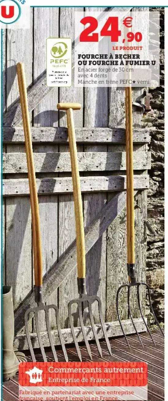 fourche à bécher ou fourche à fumier u