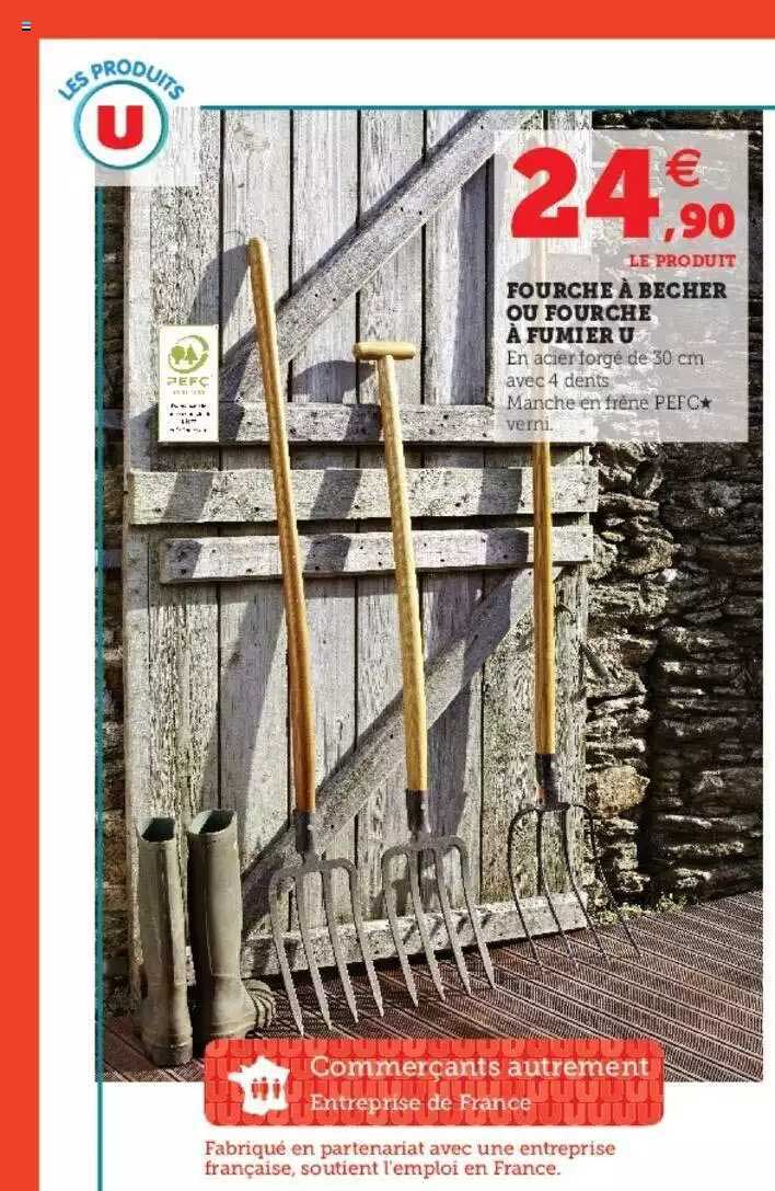 fourche à bécher ou fourche à fumier u