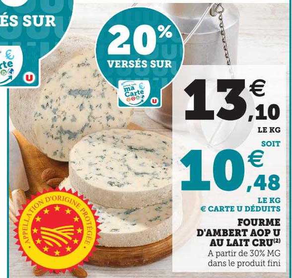 fourme d'ambert aop u au lait cru
