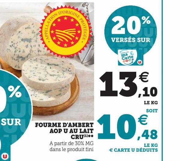 fourme d'ambert aop u au lait cru