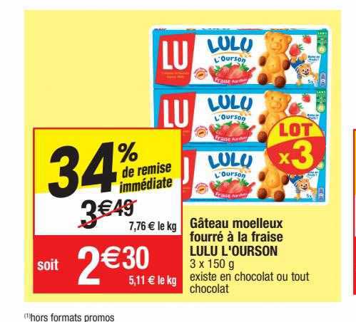 Gâteau Moelleux Fourré à La Fraise Lulu L'ourson