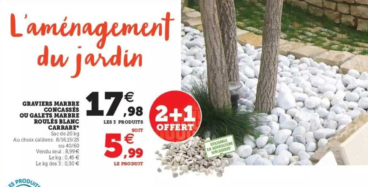 Graviers Marbre Concassés Ou Galets Marbre Roulés Blanc Carrare