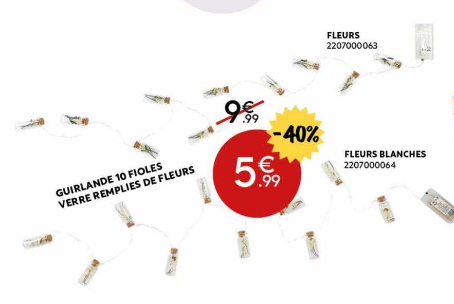 guirlande 10 fioles verre remplies de fleurs