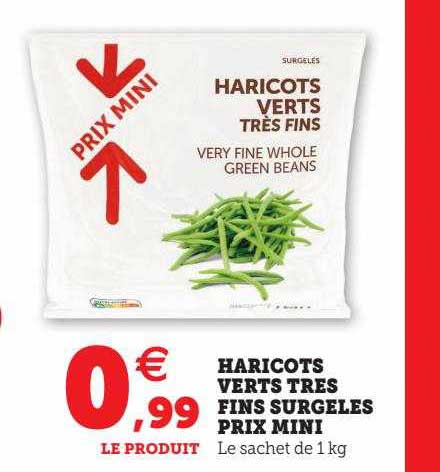 haricots verts très fins surgelés prix mini
