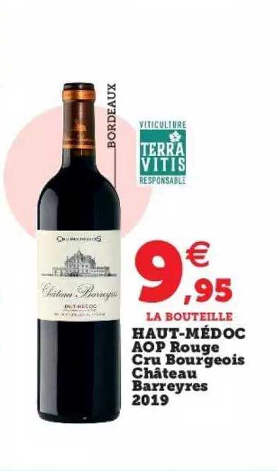 Haut-médoc Aop Rouge Cru Bourgeois Château Barreyres 2019