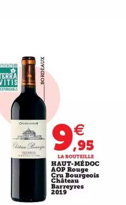 Haut-médoc Aop Rouge Cru Bourgeois Château Barreyres 2019