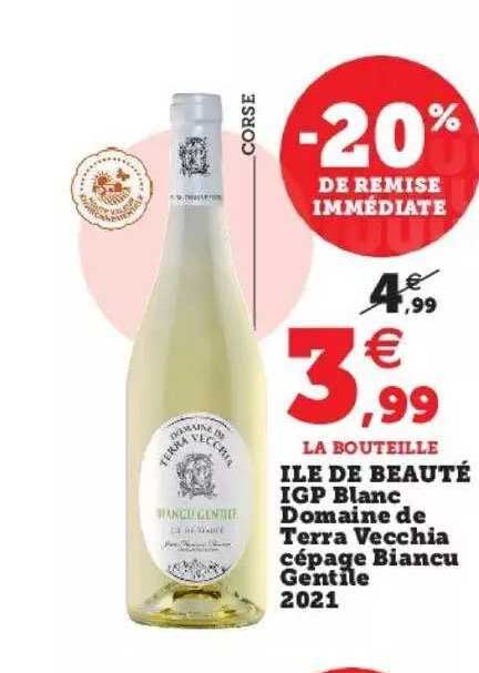 îles de beauté igp blanc domaine de terra vecchia cépage biancu gentile 2021