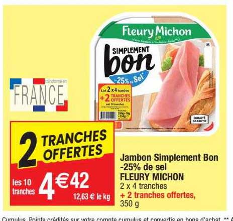 Jambon Simplement Bon -25% De Sel Fleury Michon