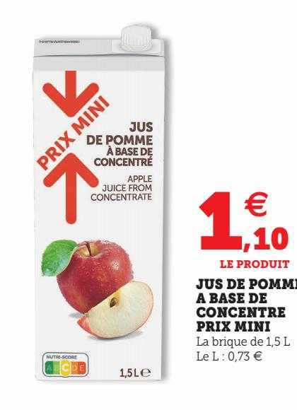 jus de pomme à base de concentré prix mini