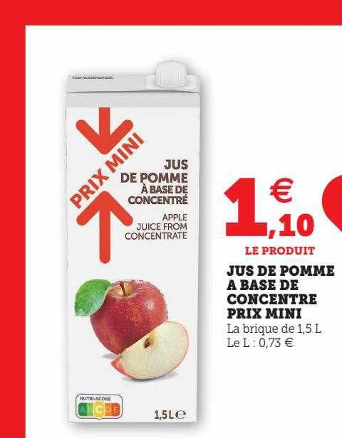 jus de pomme à base de concentré prix mini