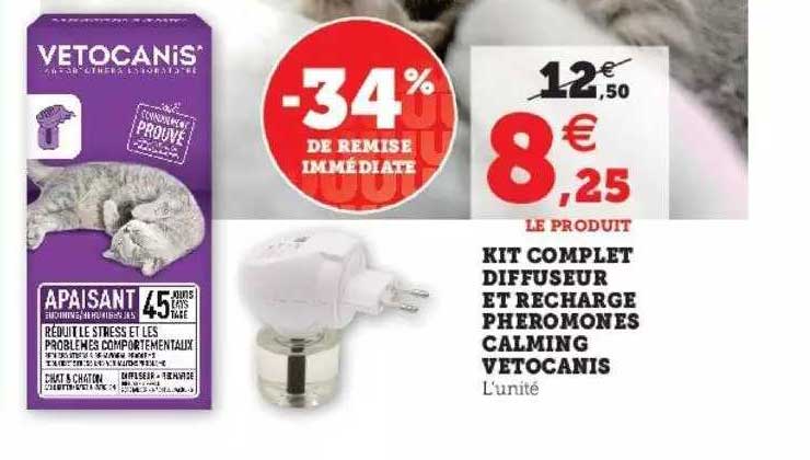 kit comolet diffuseur et recharge pheromones calming vetocanis