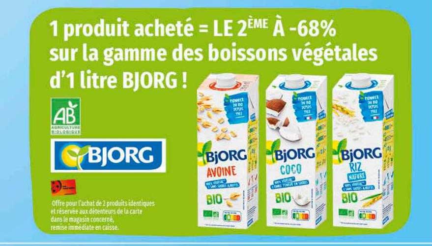 la gamme des boissons végétales d'1 litre bjorg