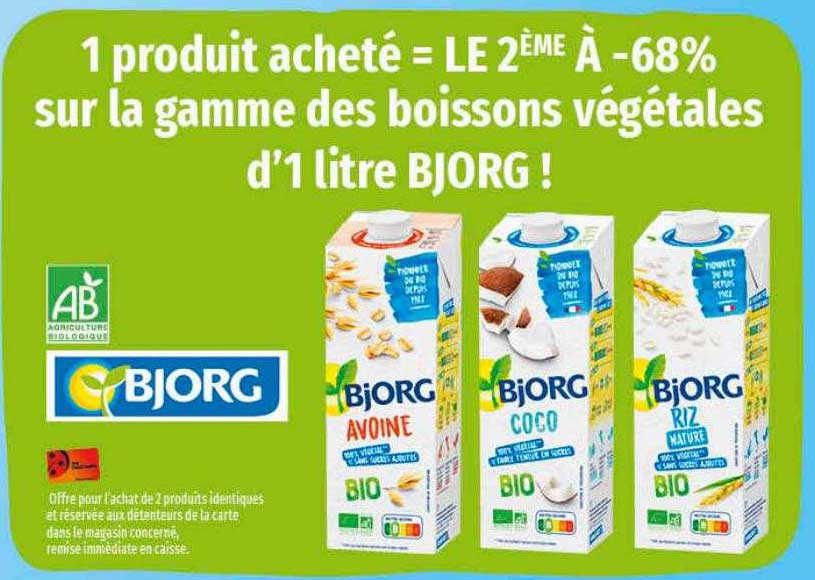 la gamme des boissons végétales d'1 litre bjorg