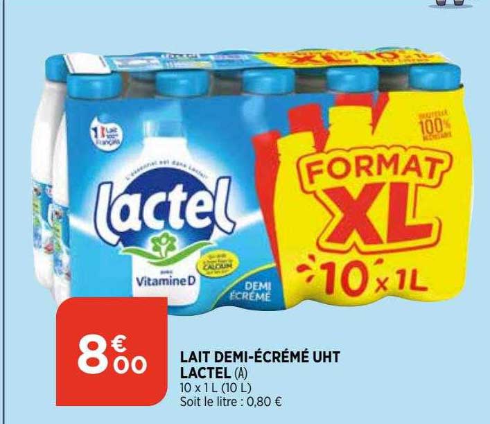 lait demi-écrémé uht lactel