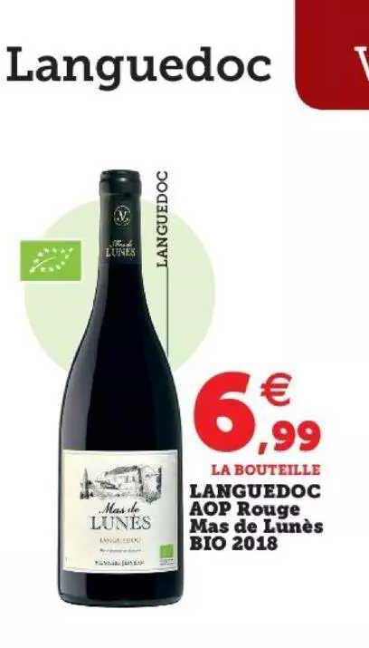 languedoc aop rouge mas de lunès bio 2018