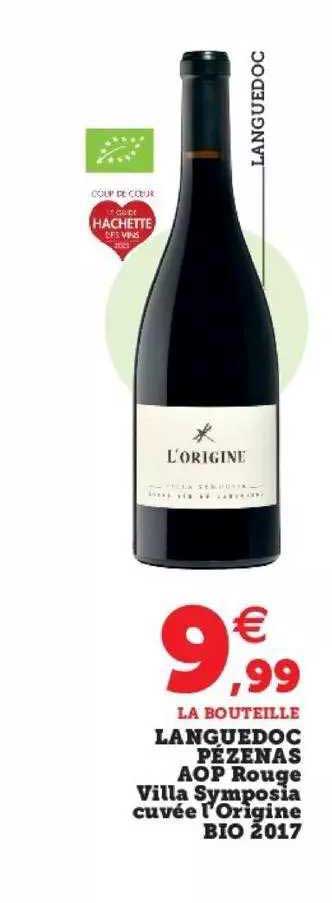 languedoc pézenas aop rouge villa symposia cuvée l'origine bio 2017