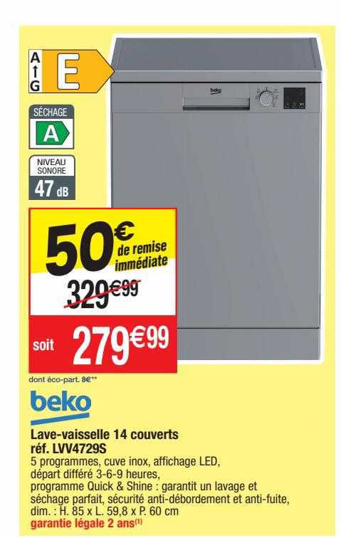 lave-vaisselle 14 couverts beko