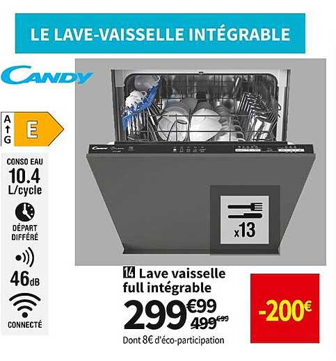 lave vaisselle full intégrable candy