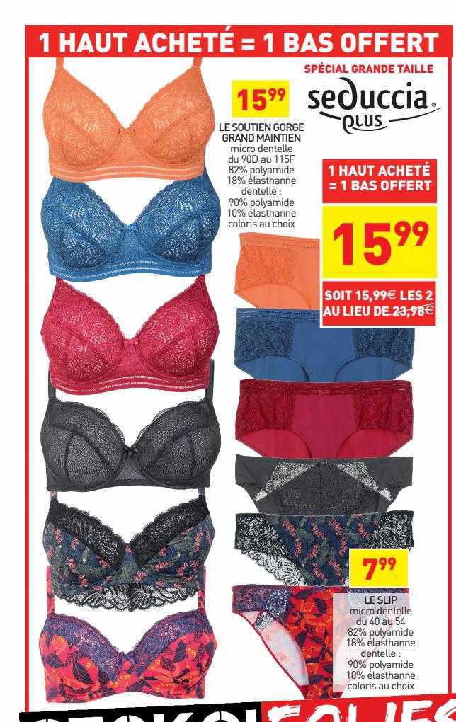 le soutien gorge grand maintien seduccia plus, le slip seduccia plus