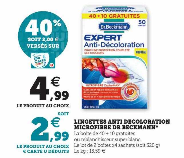 lingettes anti décoloration microfibre dr beckmann