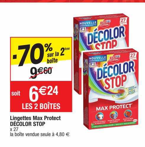 lingettes max protect décolor stop