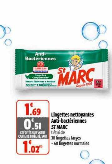 lingettes nettoyantes anti-bactériennes st marc