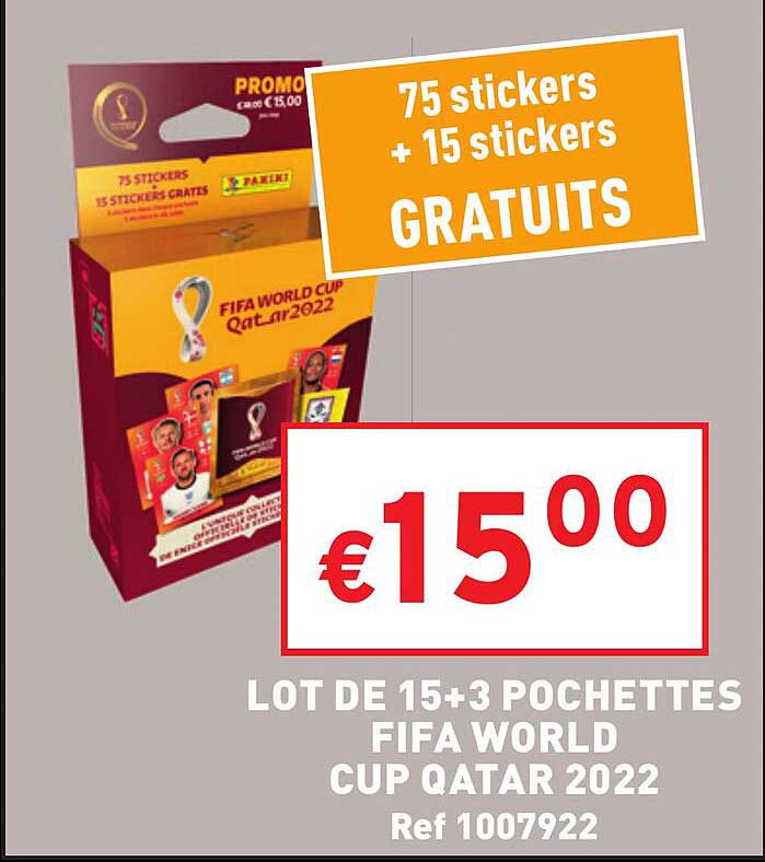 lot de 15+3 pochettes fifa world cup qatar 2022