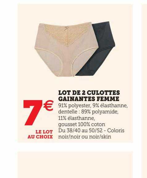 lot de 2 culottes gainantes femme