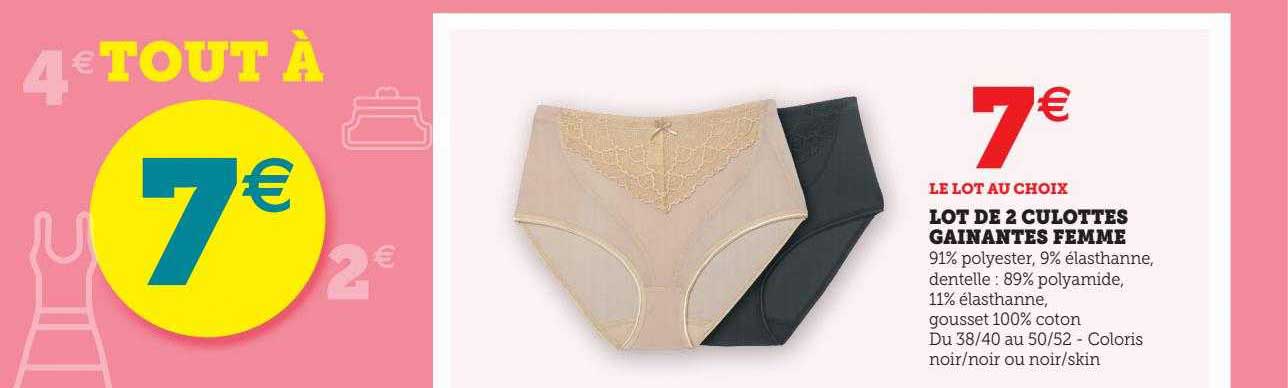 lot de 2 culottes gainantes femme