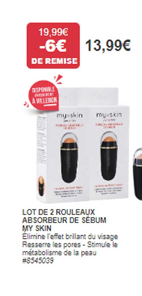 lot de 2 rouleaux absorbeur de sébum my skin