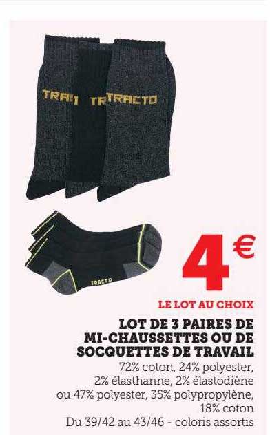 lot de 3 paires de mi-chaussettes ou de socquettes de travail