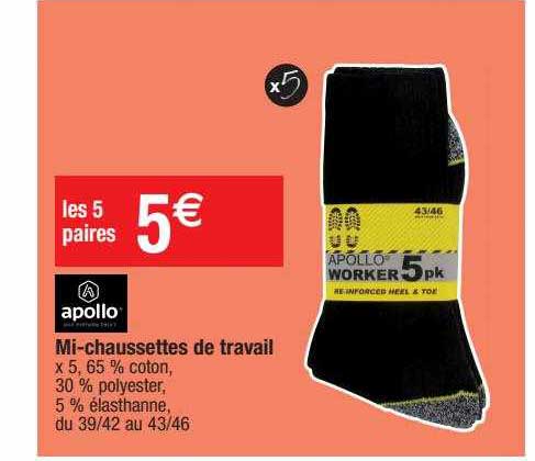 mi-chaussettes de travail apollo