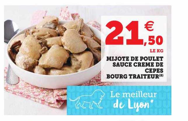 mijote de poulet sauce crème de cèpes bourg traiteur