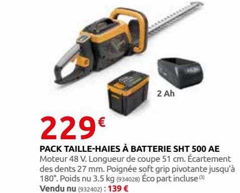 pack taille-haies à batterie sht 500 ae